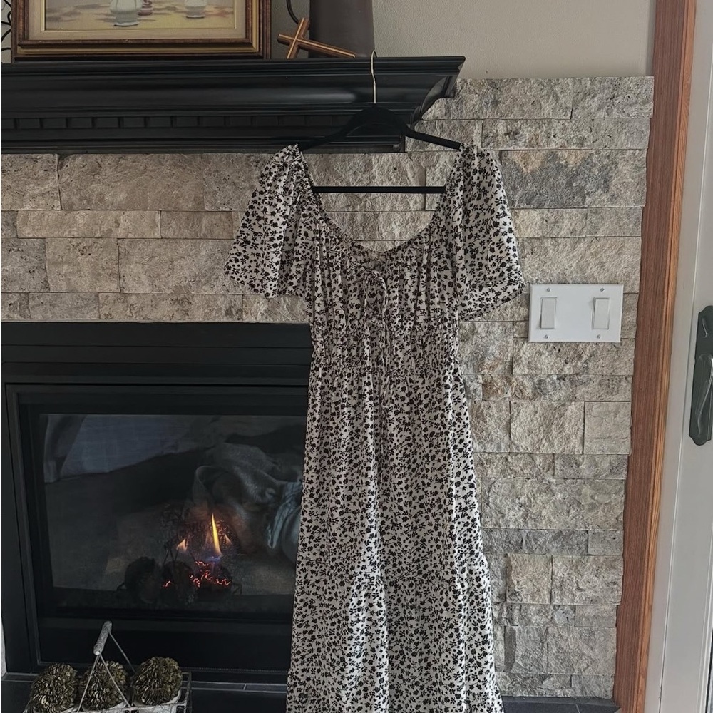 Milkmaid Black and White Floral Maxi Dress
